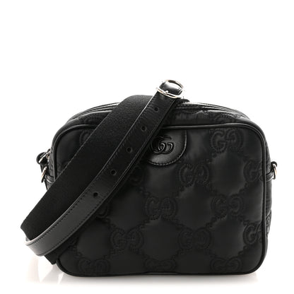 Gucci Nylon Calfskin Enamel GG Matelasse Shoulder Bag Black 1 of 9