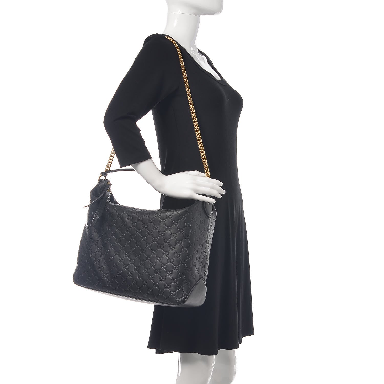 Gucci Guccissima Signature Large Linea A Hobo Black 3 of 17