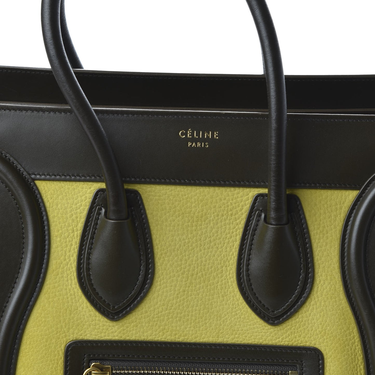 Nubuck Smooth Calfskin Micro Tri-Color Luggage Chartreuse