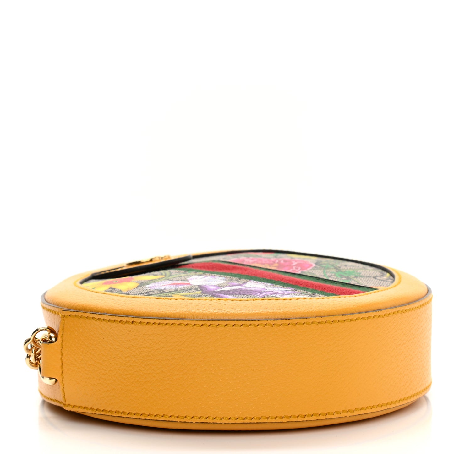 GG Supreme Monogram Flora Web Mini Ophidia Round Shoulder Bag Beige Multicolor Crop
