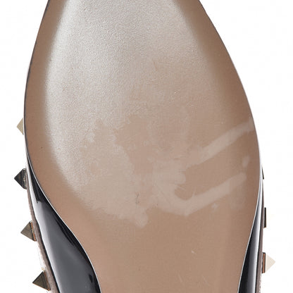 Valentino Garavani Patent Rockstud Cage Ballerina Flats 37 Black Poudre 7 of 14