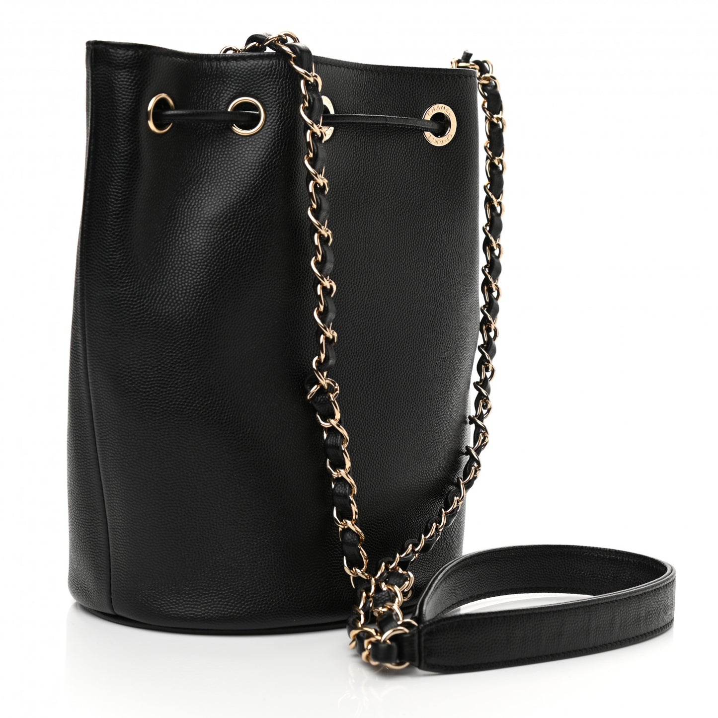 Caviar Deauville Drawstring Bucket Bag Black