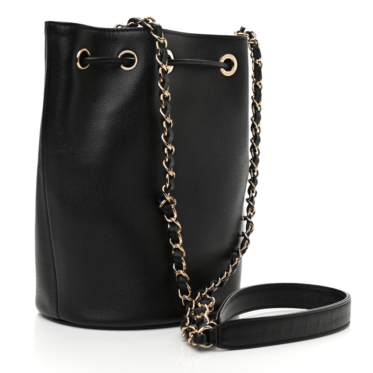 Chanel Caviar Deauville Drawstring Bucket Bag Black 4 of 11