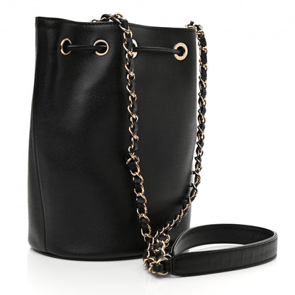 Chanel Caviar Deauville Drawstring Bucket Bag Black 4 of 11