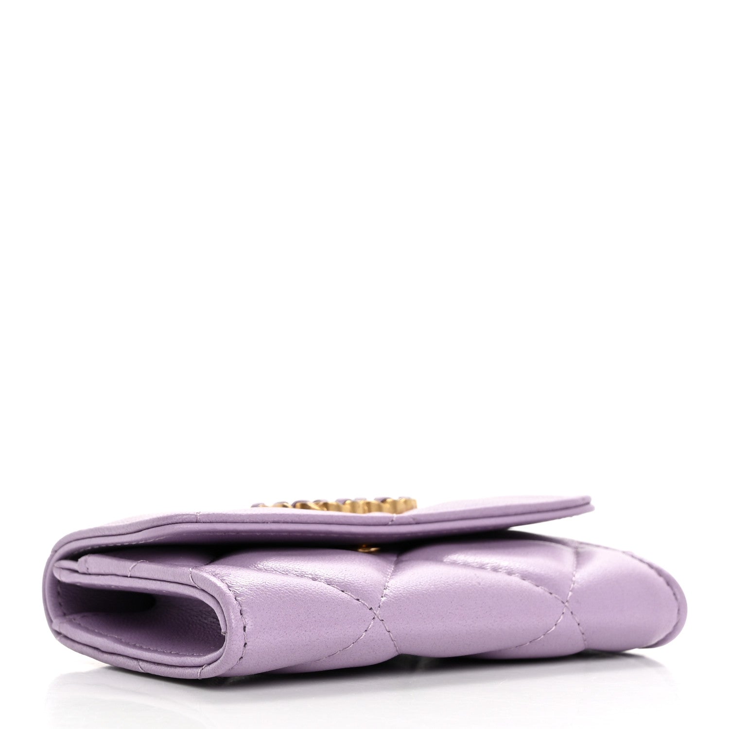 Chanel Lambskin Quilted Chanel 19 Flap Card Holder Light Purple 4 of 9
