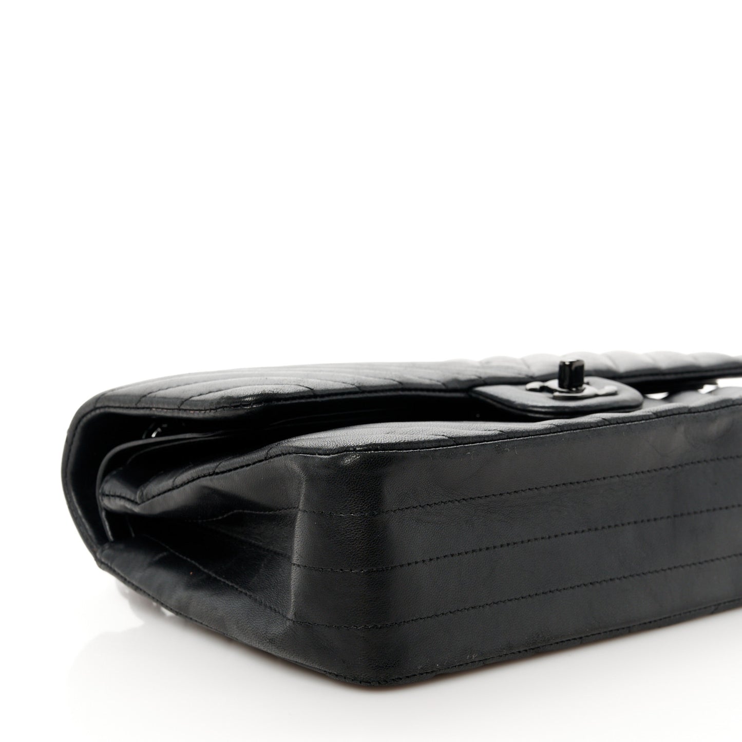 Lambskin Chevron Quilted Medium Double Flap So Black