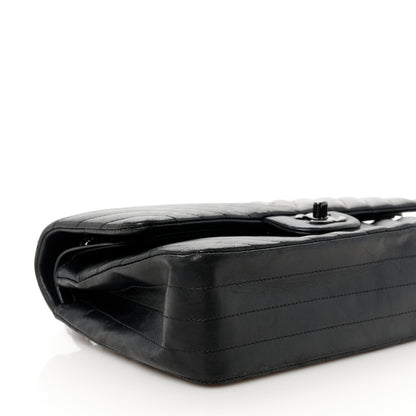 Chanel Lambskin Chevron Quilted Medium Double Flap So Black 10 of 11