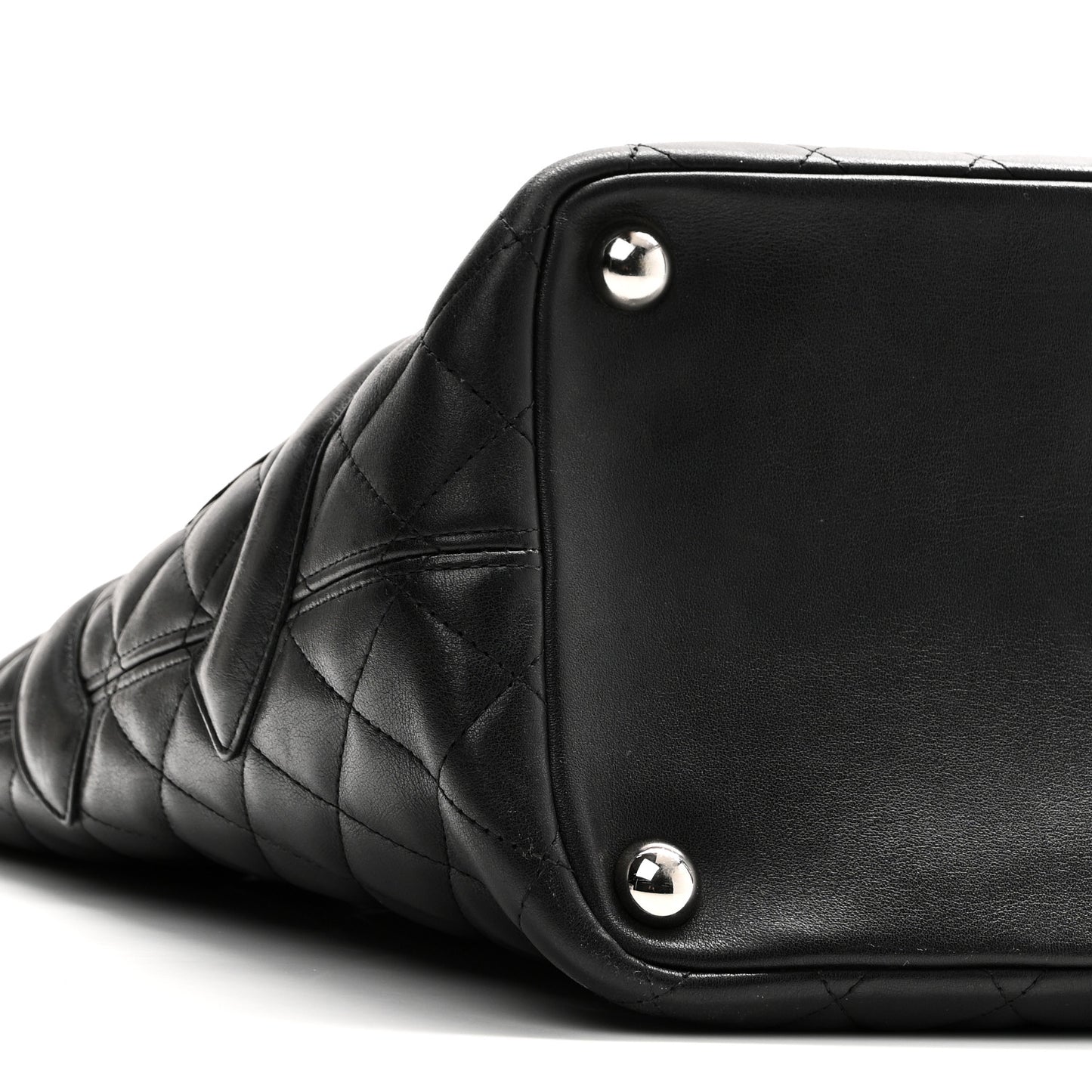 Calfskin Quilted Large Cambon Tote Black
