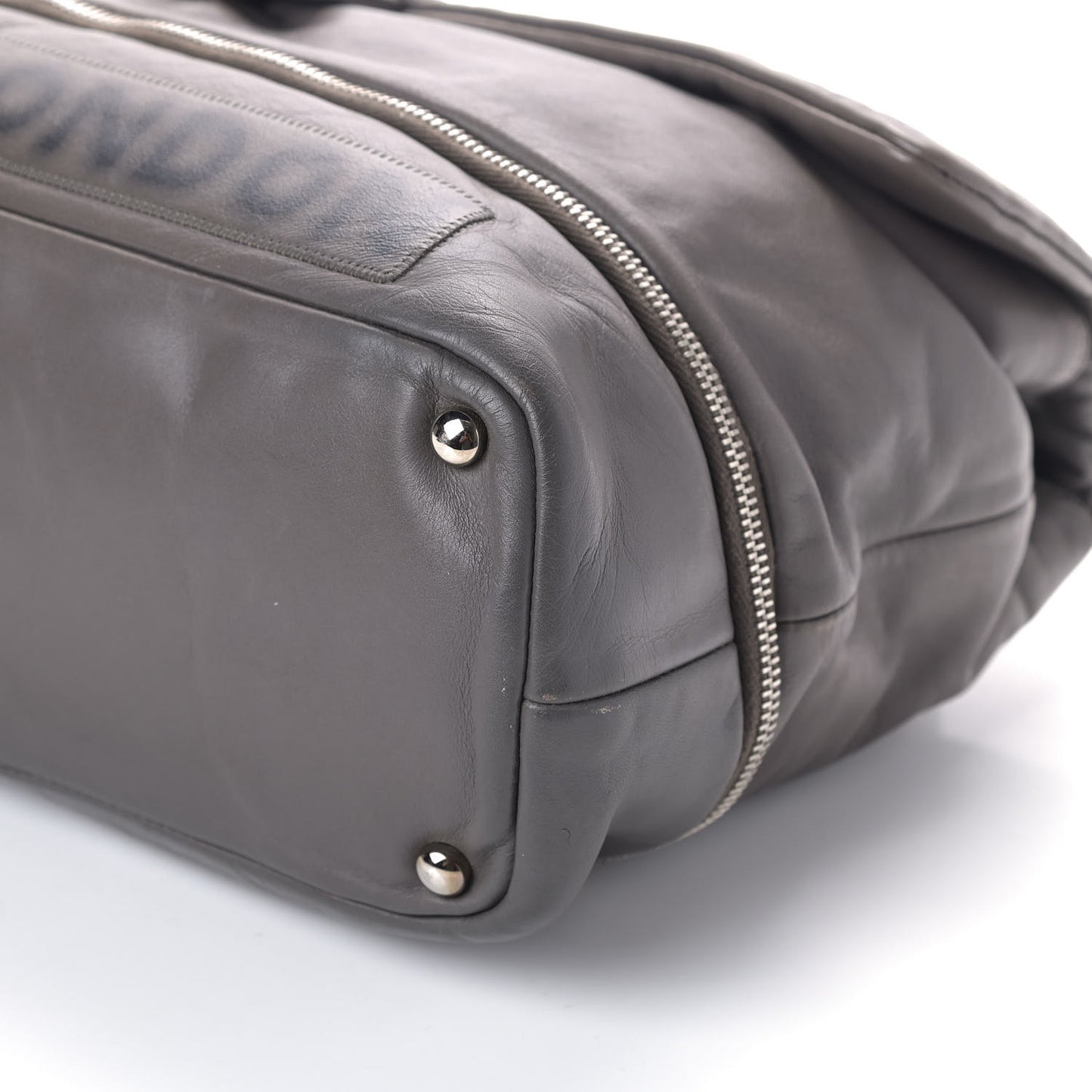 Calfskin Large Expandable Paris London Flap Bag Grey