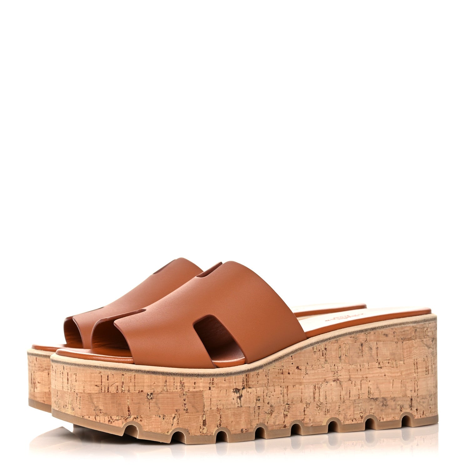 Hermes Calfskin Cork Eze 30 Sandals 39 Marron Glaise 3 of 9