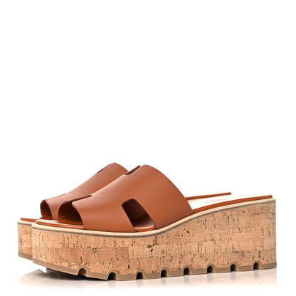 Hermes Calfskin Cork Eze 30 Sandals 39 Marron Glaise 3 of 9