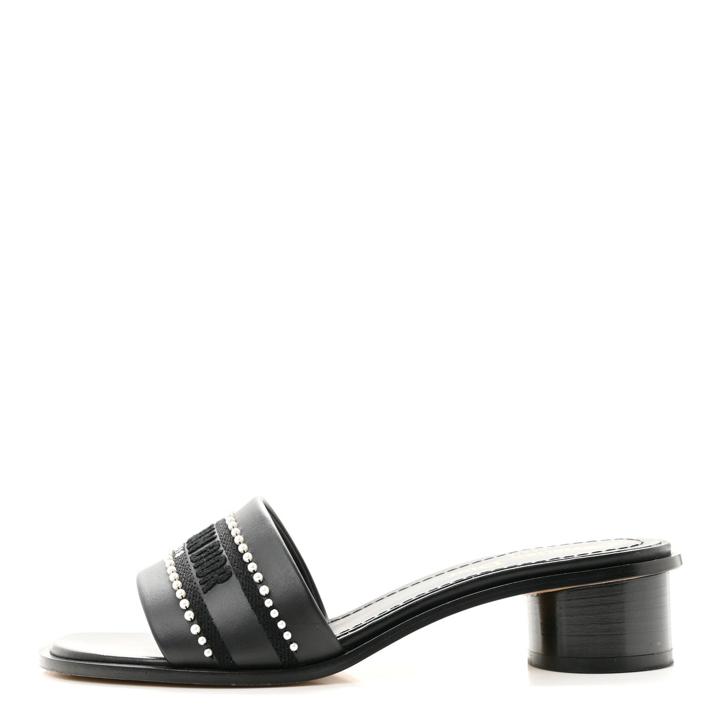 Calfksin Pearl Embroidered Dway 35mm Slide Sandals 35 Black
