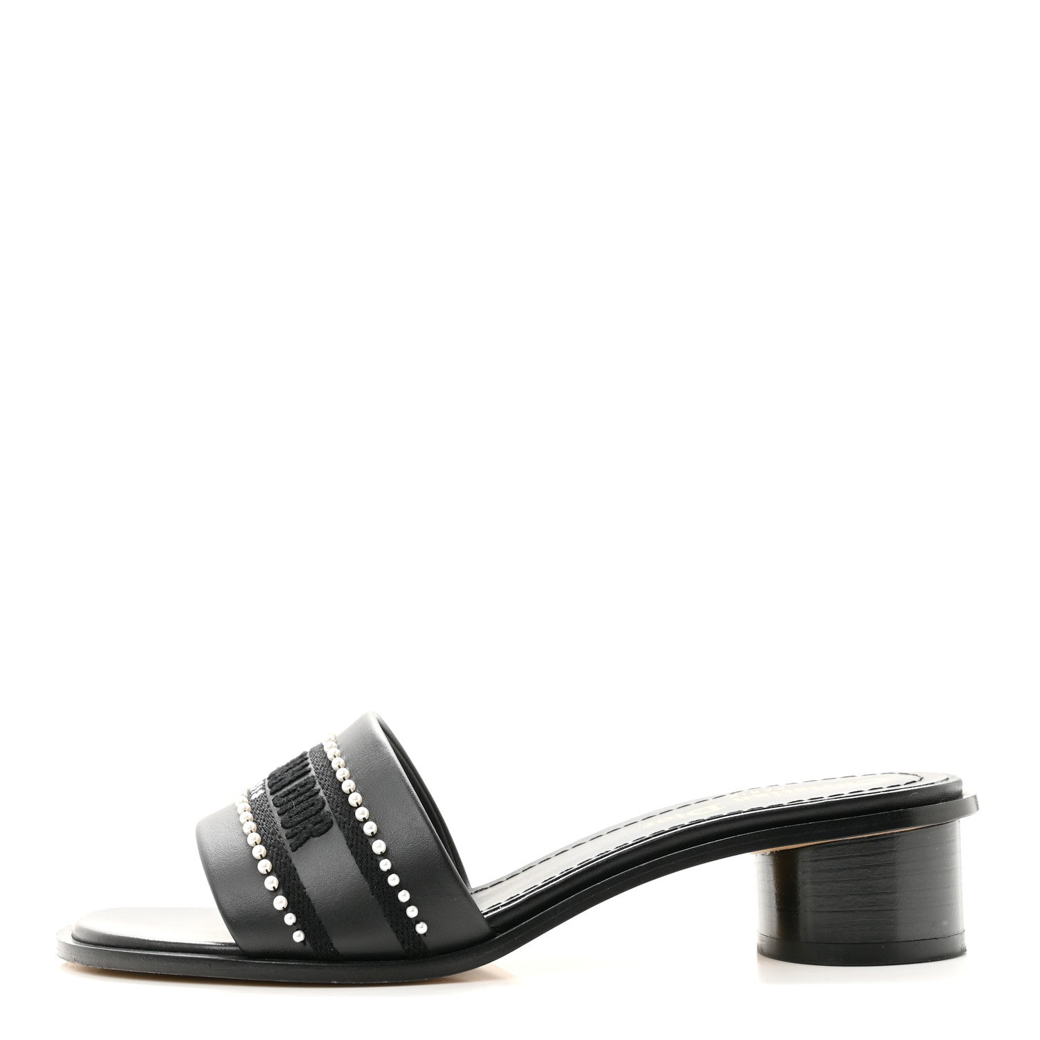 Christian Dior Calfksin Pearl Embroidered Dway 35mm Slide Sandals 35 Black 1 of 10