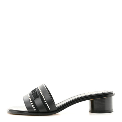 Christian Dior Calfksin Pearl Embroidered Dway 35mm Slide Sandals 35 Black 1 of 10