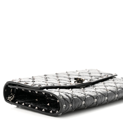 Valentino Garavani Craquele Nappa Rockstud Spike Wallet on Chain Black 8 of 9