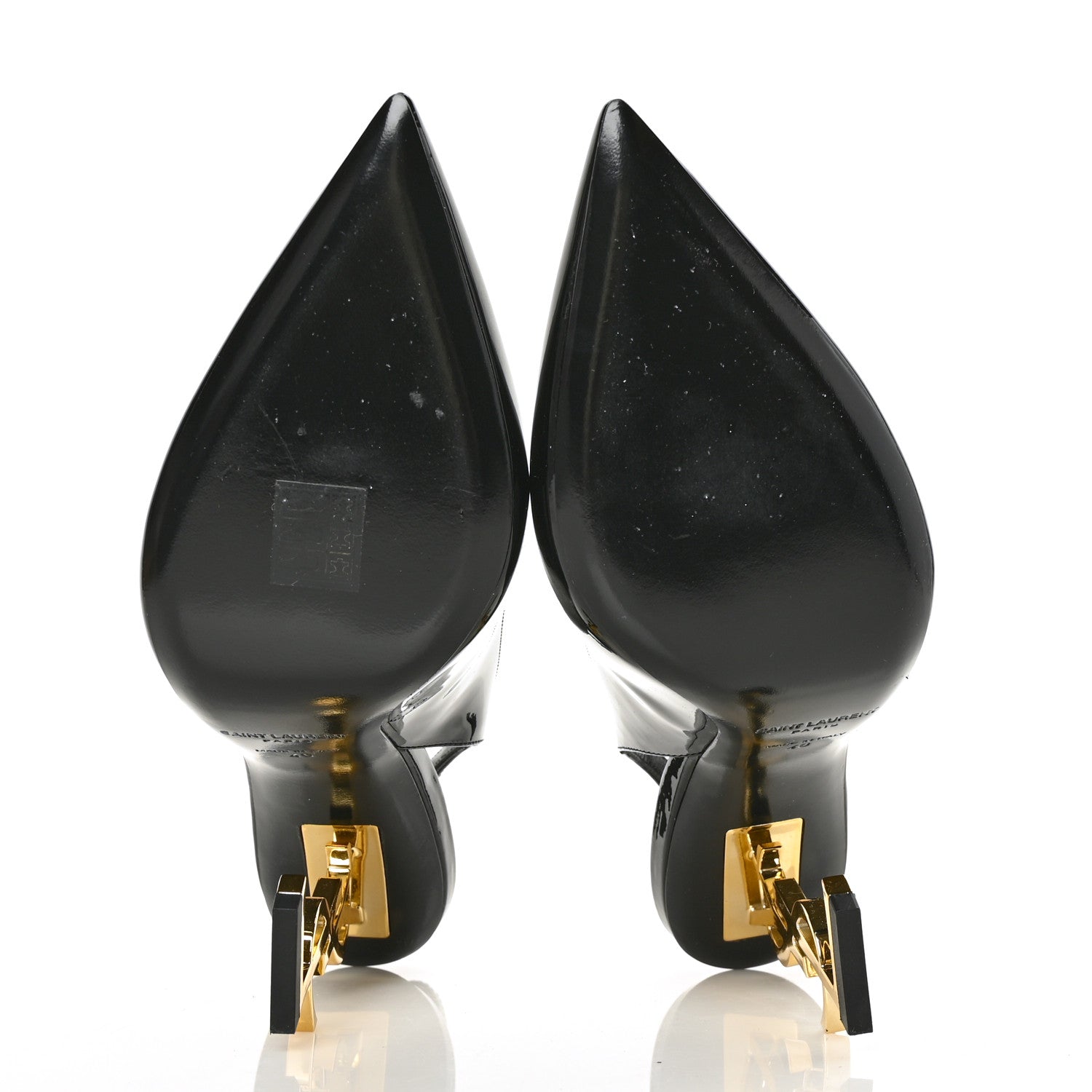 Saint Laurent Patent Opyum 110 Slingback Pumps 40 Black Gold 5 of 8
