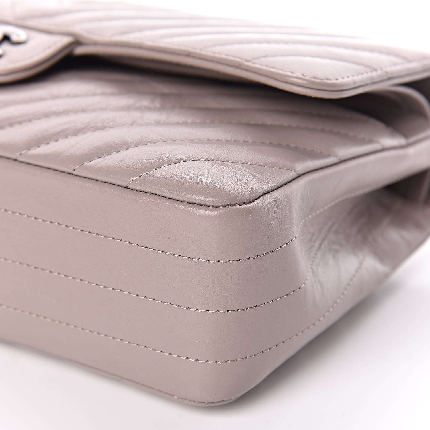 Chanel Iridescent Calfskin Chevron Quilted Medium Double Flap Grey 6 of 11