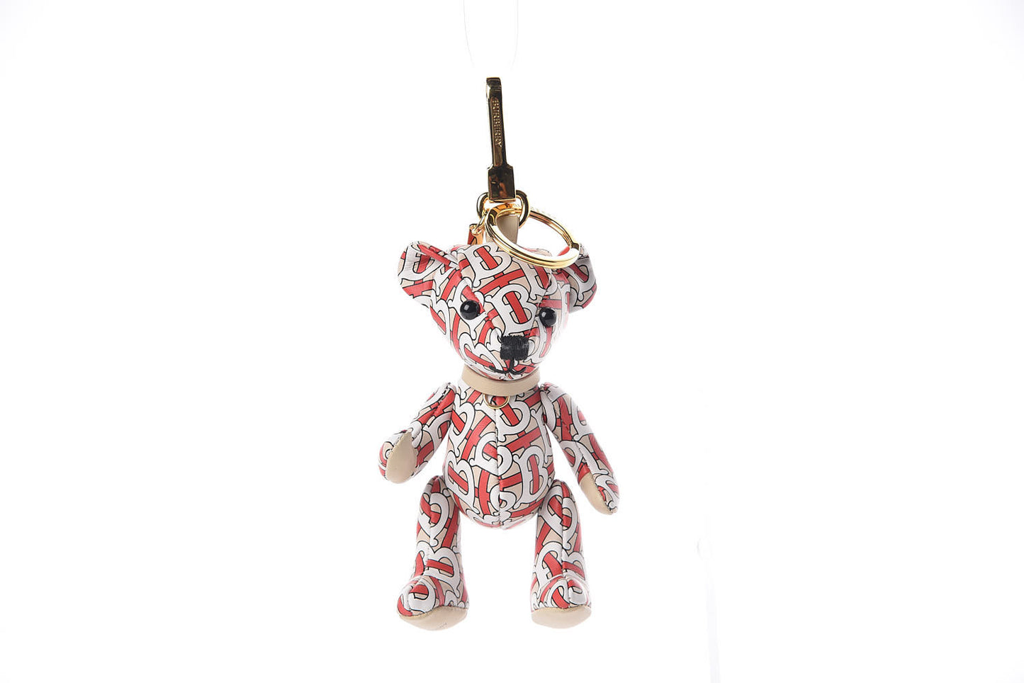 Calfskin Print Monogram Thomas Bear Bag Charm Beige Red