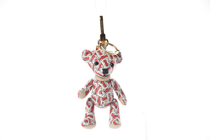 Burberry Calfskin Print Monogram Thomas Bear Bag Charm Beige Red 1 of 2