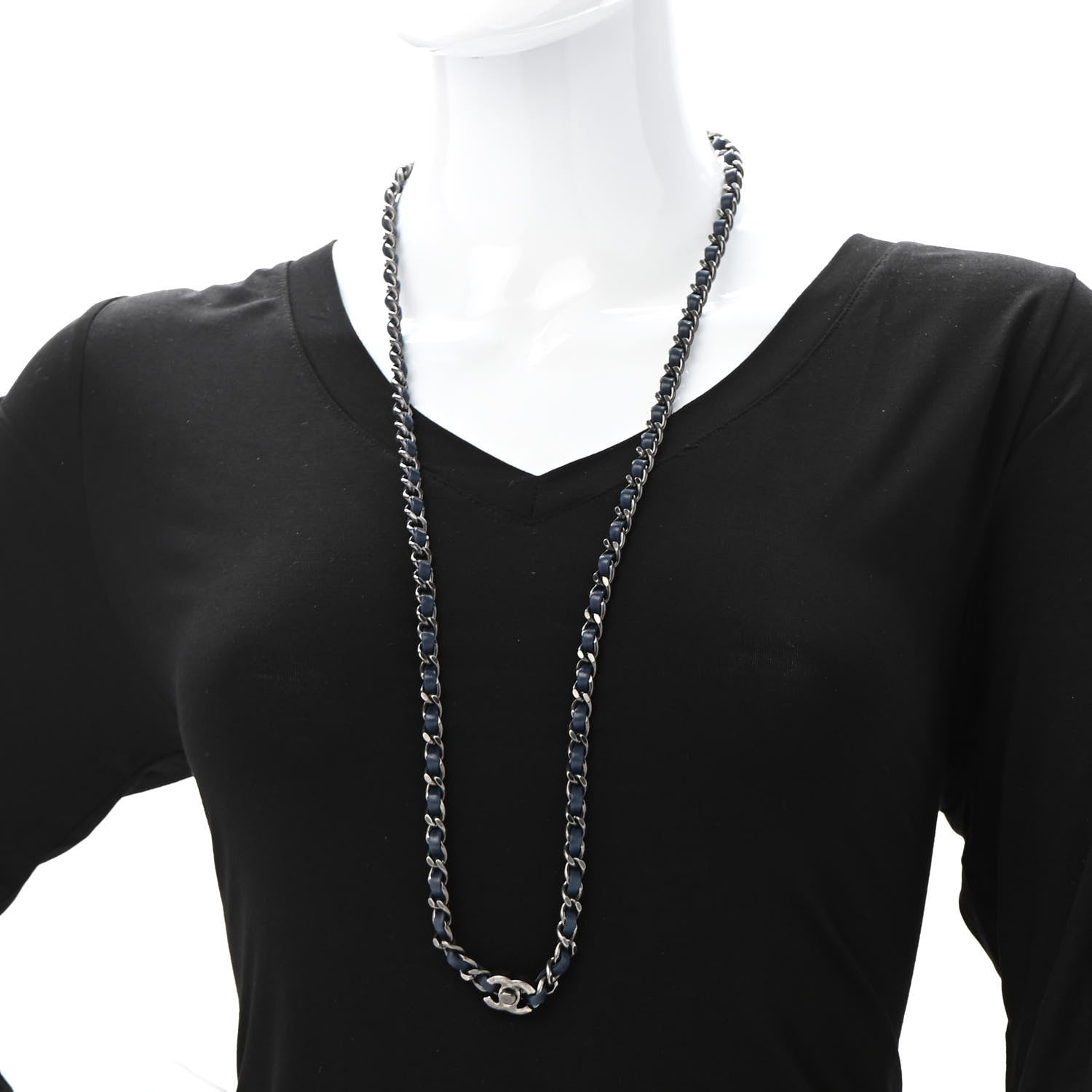 Chanel Lambskin CC Turnlock Necklace Navy Blue 2 of 5