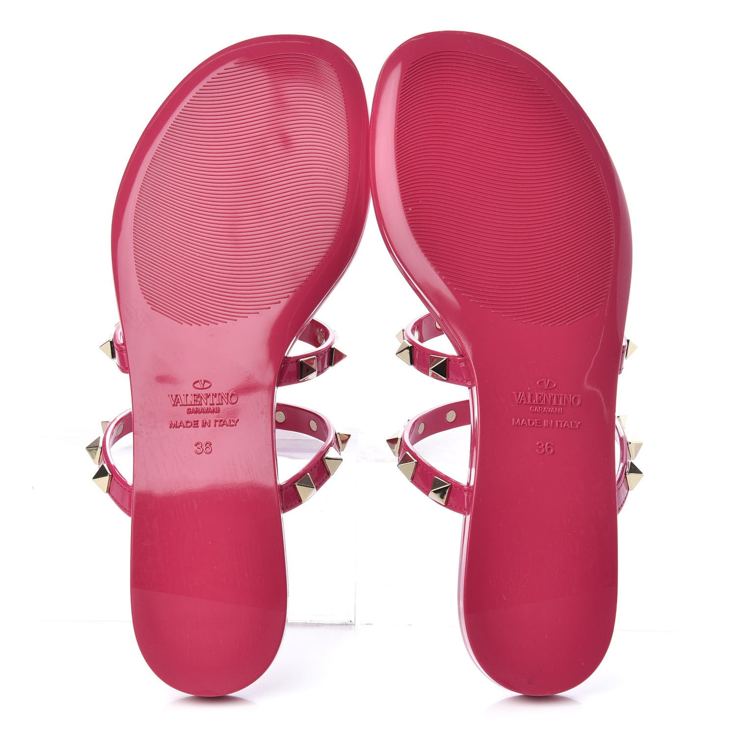 PVC Jelly Rockstud Caged Flat Thong Sandals 36 Blossom
