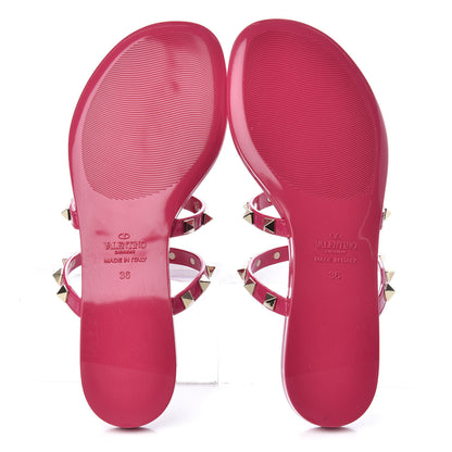 Valentino Garavani PVC Jelly Rockstud Caged Flat Thong Sandals 36 Blossom 6 of 10