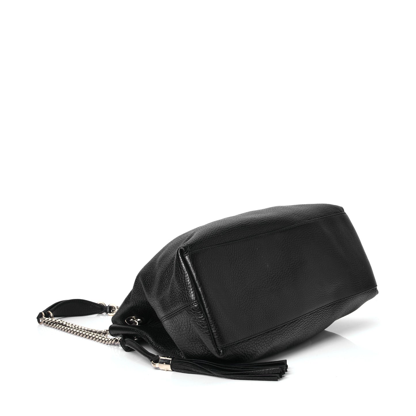 Pebbled Calfskin Medium Soho Chain Shoulder Bag Black
