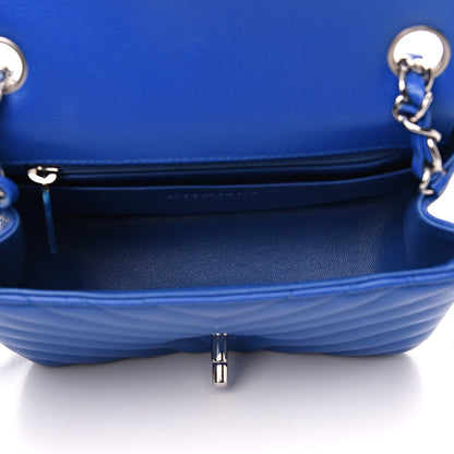 Chanel Caviar Chevron Quilted Mini Square Flap Blue 5 of 9