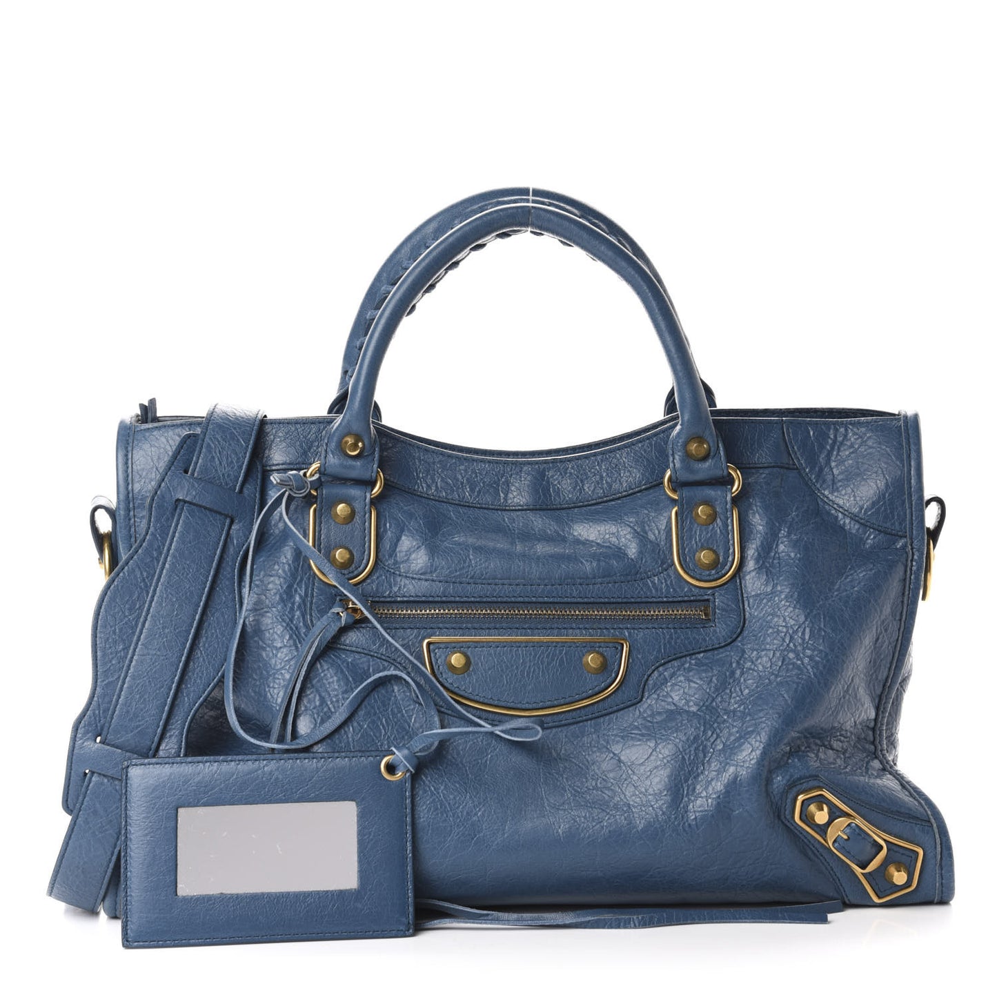 Agneau Arena Gold Hardware Metallic Edge City Bleu Abysse