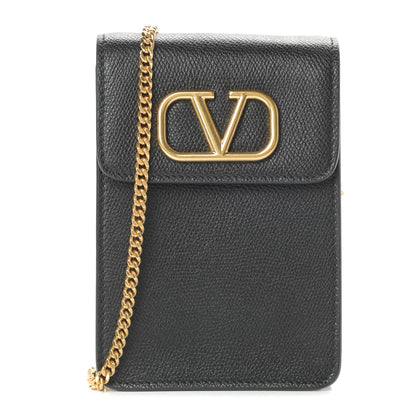 Valentino Garavani Calfskin Vlogo Phone Pouch Black 1 of 12