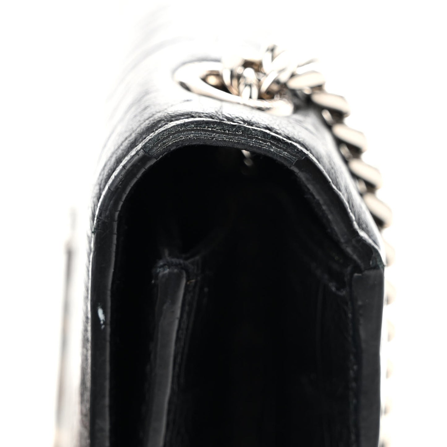 Calfskin Crocodile Embossed Medium Classic Monogram Kate Tassel Satchel Black
