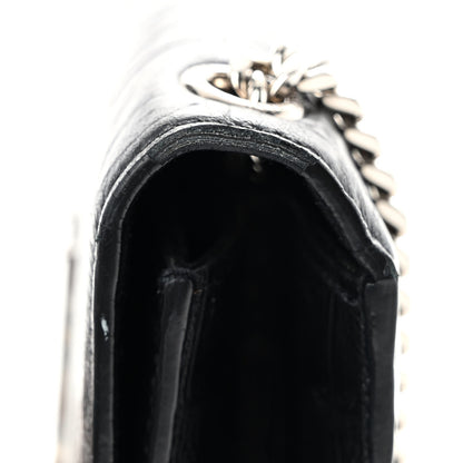 Saint Laurent Calfskin Crocodile Embossed Medium Classic Monogram Kate Tassel Satchel Black 10 of 11