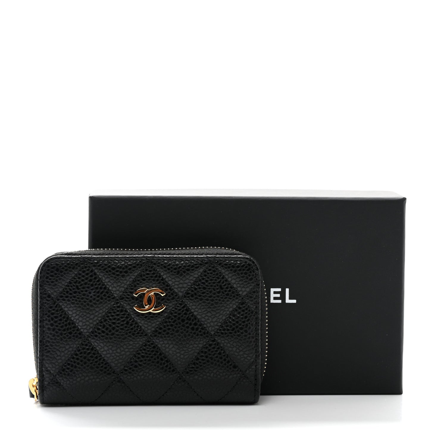 Caviar Quilted Zip Coin Purse Black