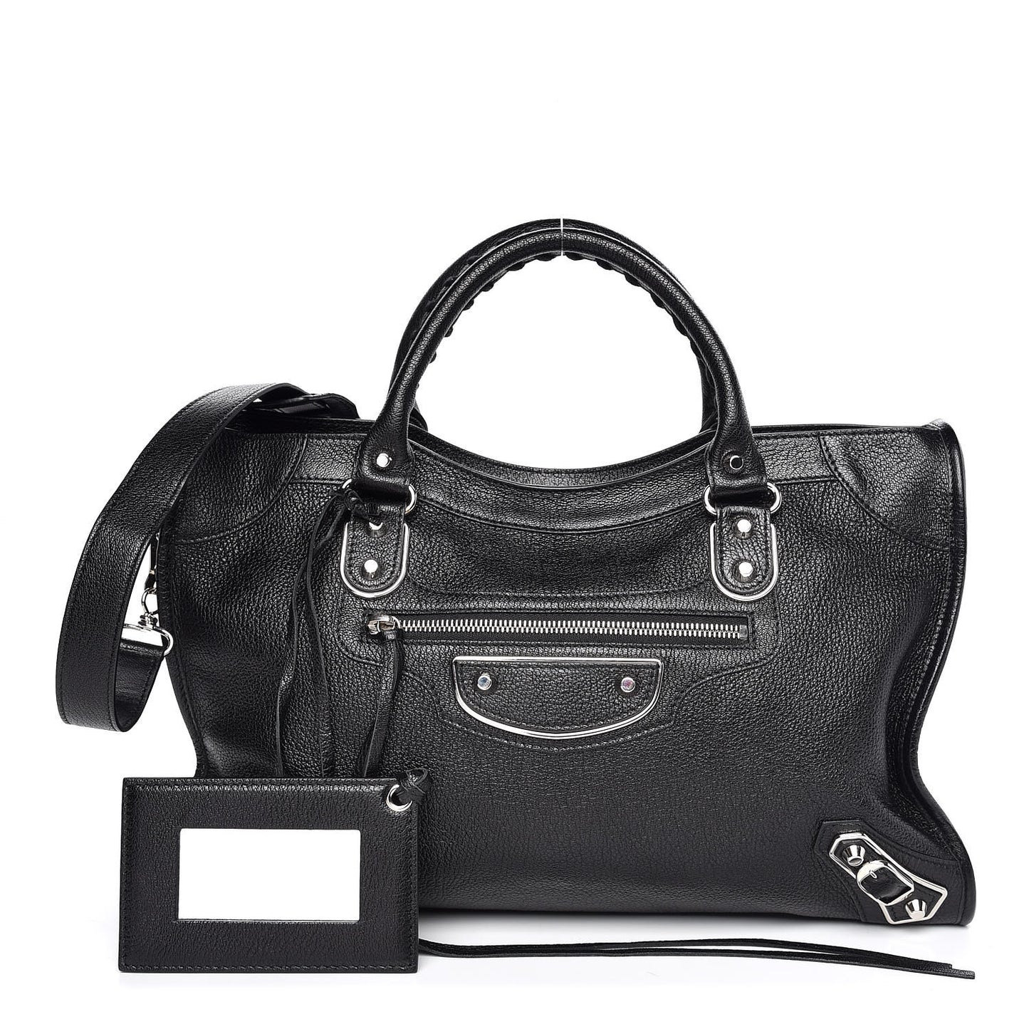 Chevre Silver Metallic Edge Hardware City Black