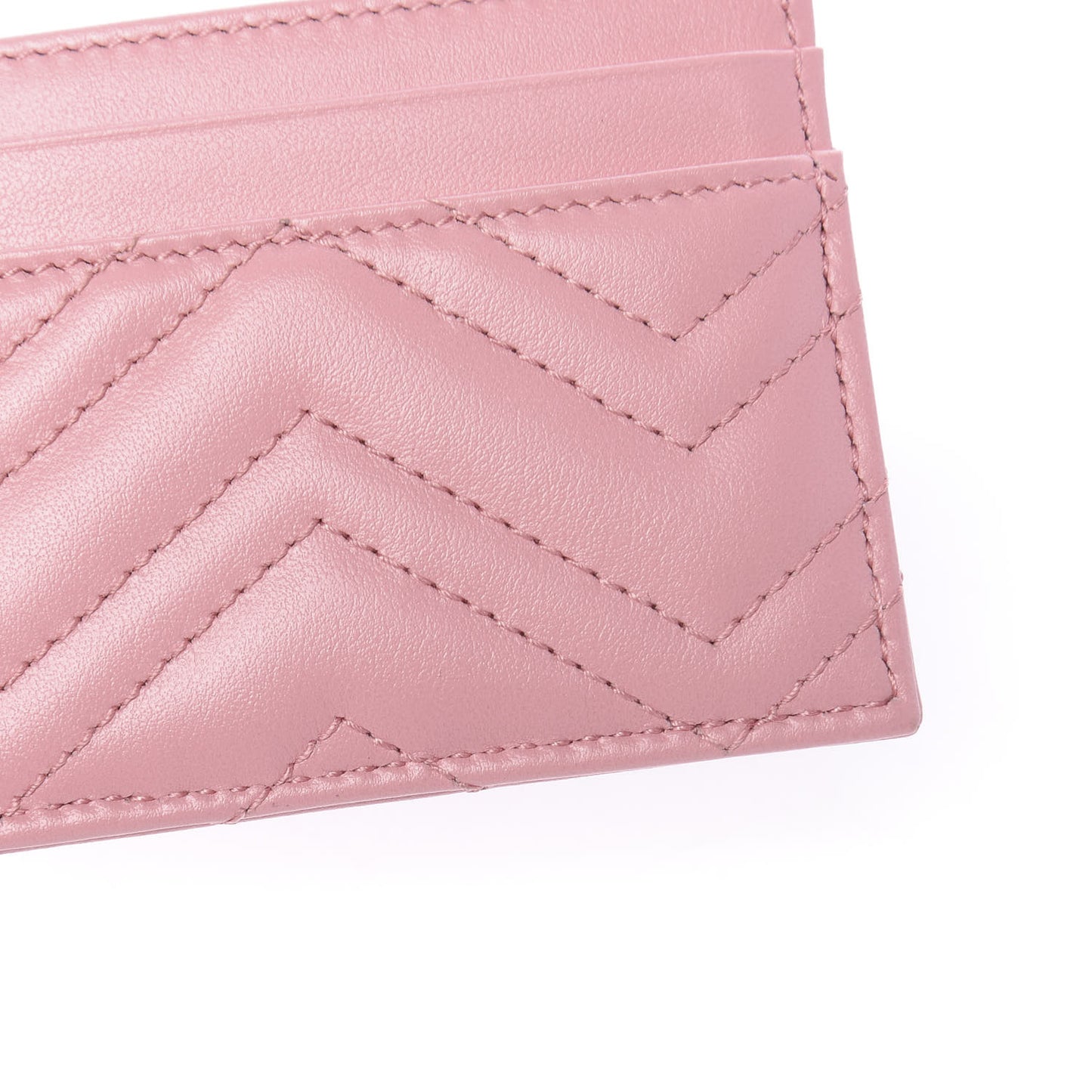 Calfskin Matelasse GG Marmont Card Holder Wild Rose