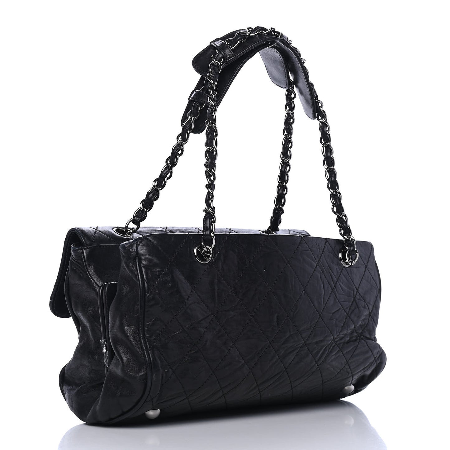 Lambskin Quilted Ritz Flap Bag Black