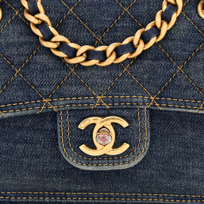 Chanel Denim Quilted Double You Mini Flap Blue Golden 13 of 13