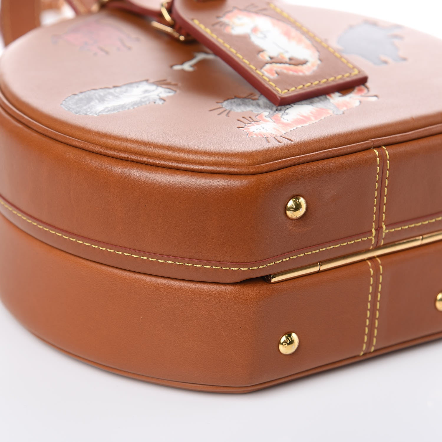 Louis Vuitton Calfskin Catogram Petite Boite Chapeau Tan 8 of 13