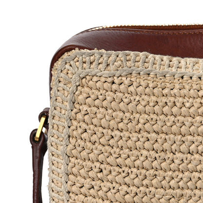 Saint Laurent Raffia Canvas Monogram Lou Camera Bag Beige Brown 13 of 17