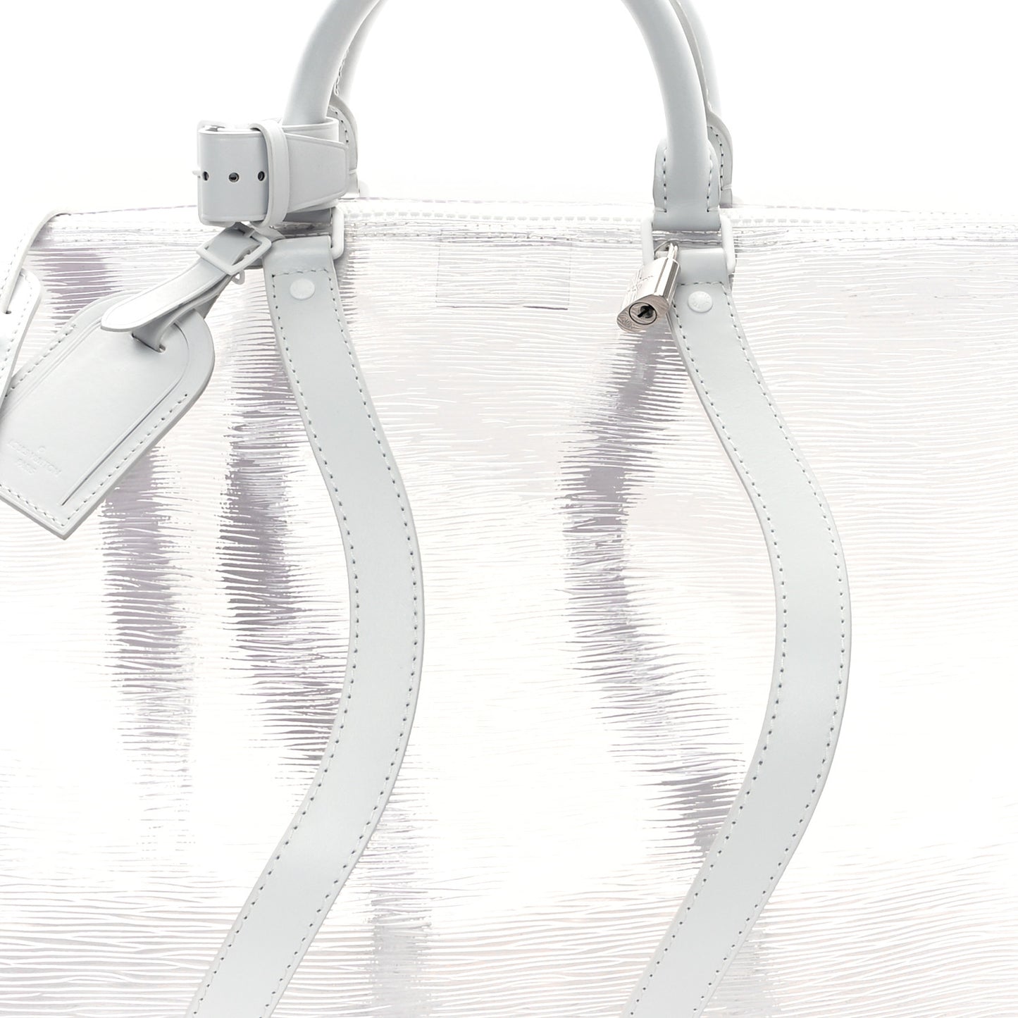 PVC Epi Embossed Wavy Keepall Bandouliere 50 White
