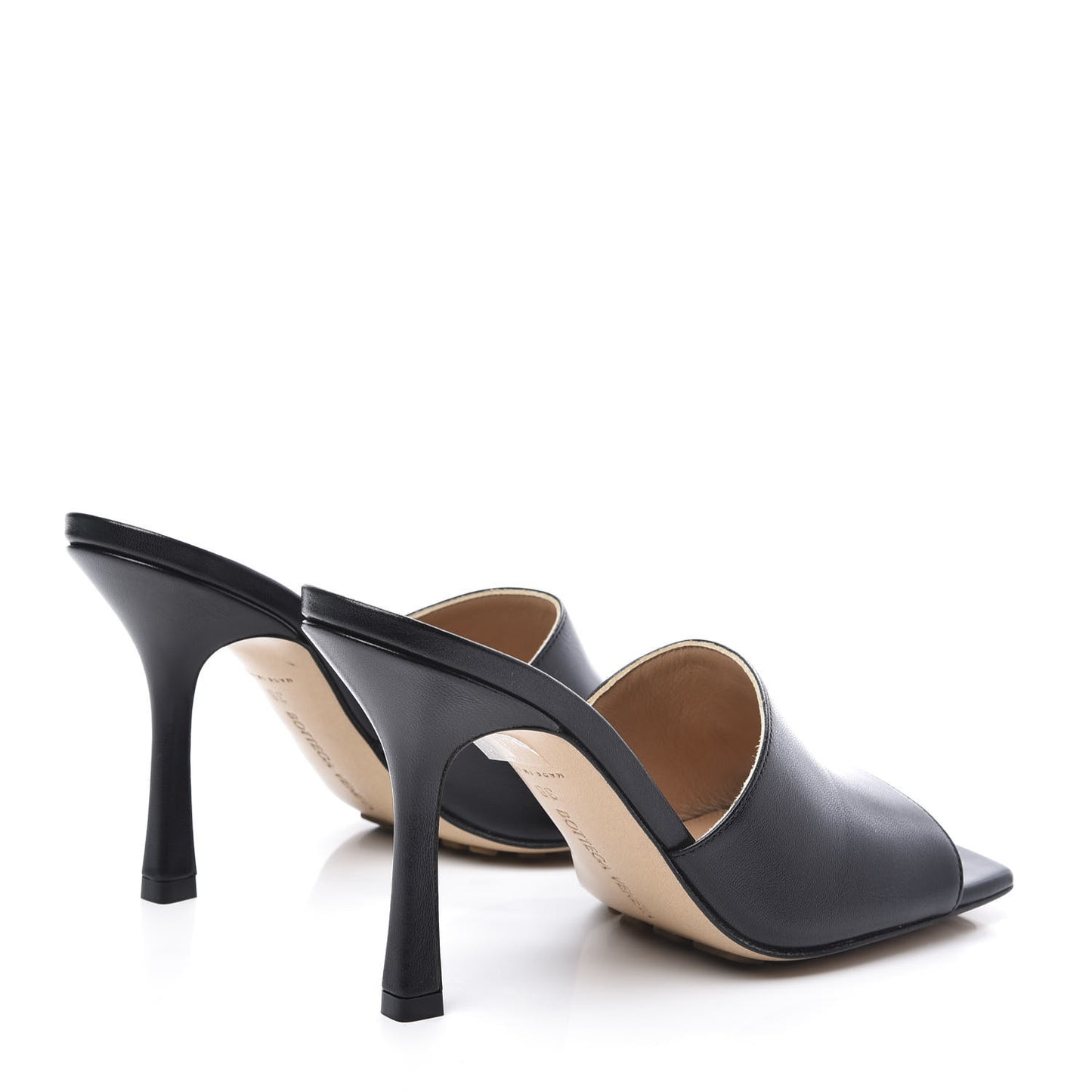 Lambskin Stretch Mule Sandals 38 Black