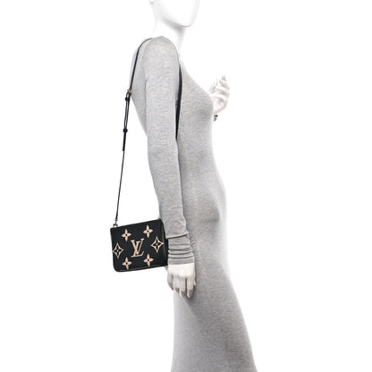 Louis Vuitton Empreinte Monogram Giant Double Zip Pochette Black Cream 2 of 11