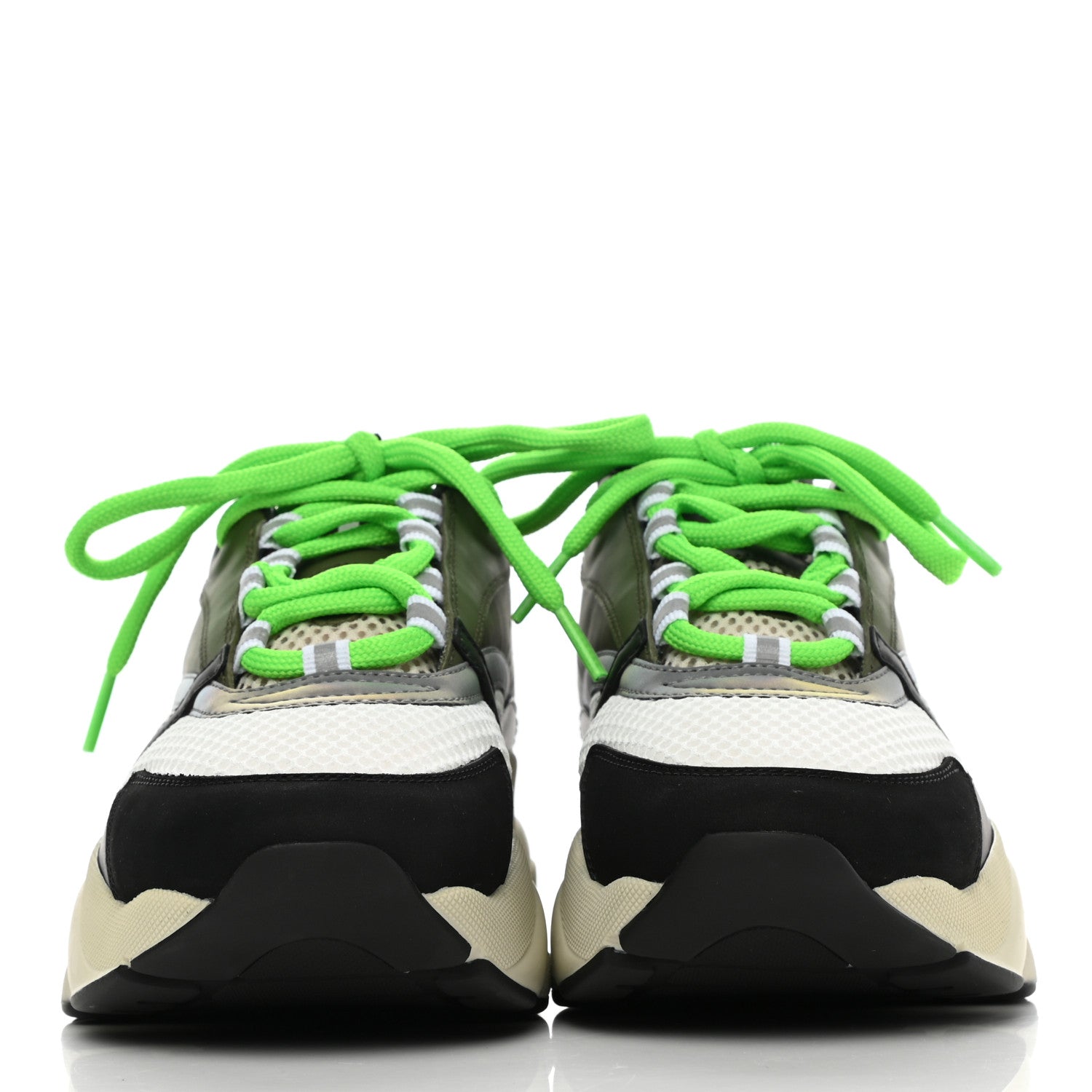 Christian Dior Technical Mesh Calfskin Mens B22 Sneakers 40 Olive Green Black Grey White 2 of 9