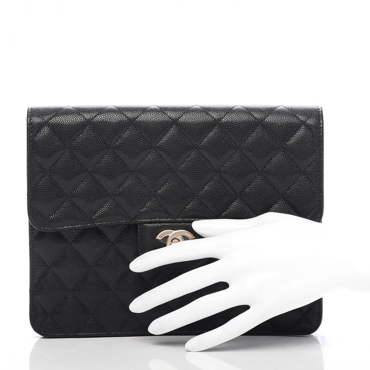 Caviar Quilted Square Flap Clutch Black