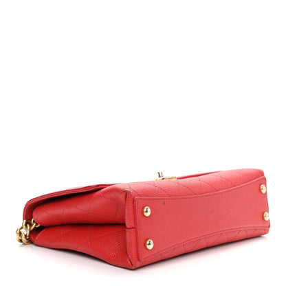 Chanel Grained Calfskin Small Stitched Flap Red 4 of 14