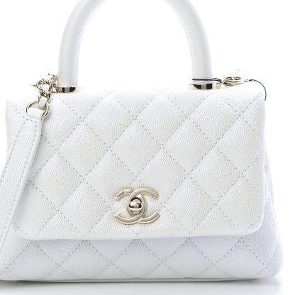 Chanel Iridescent Caviar Quilted Extra Mini Coco Handle Flap White 9 of 11