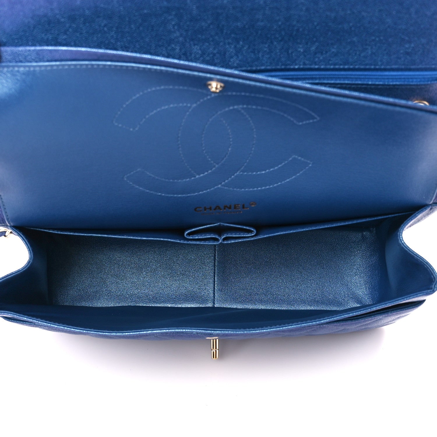 Chanel Iridescent Caviar Quilted Jumbo Double Flap Dark Blue 5 of 12