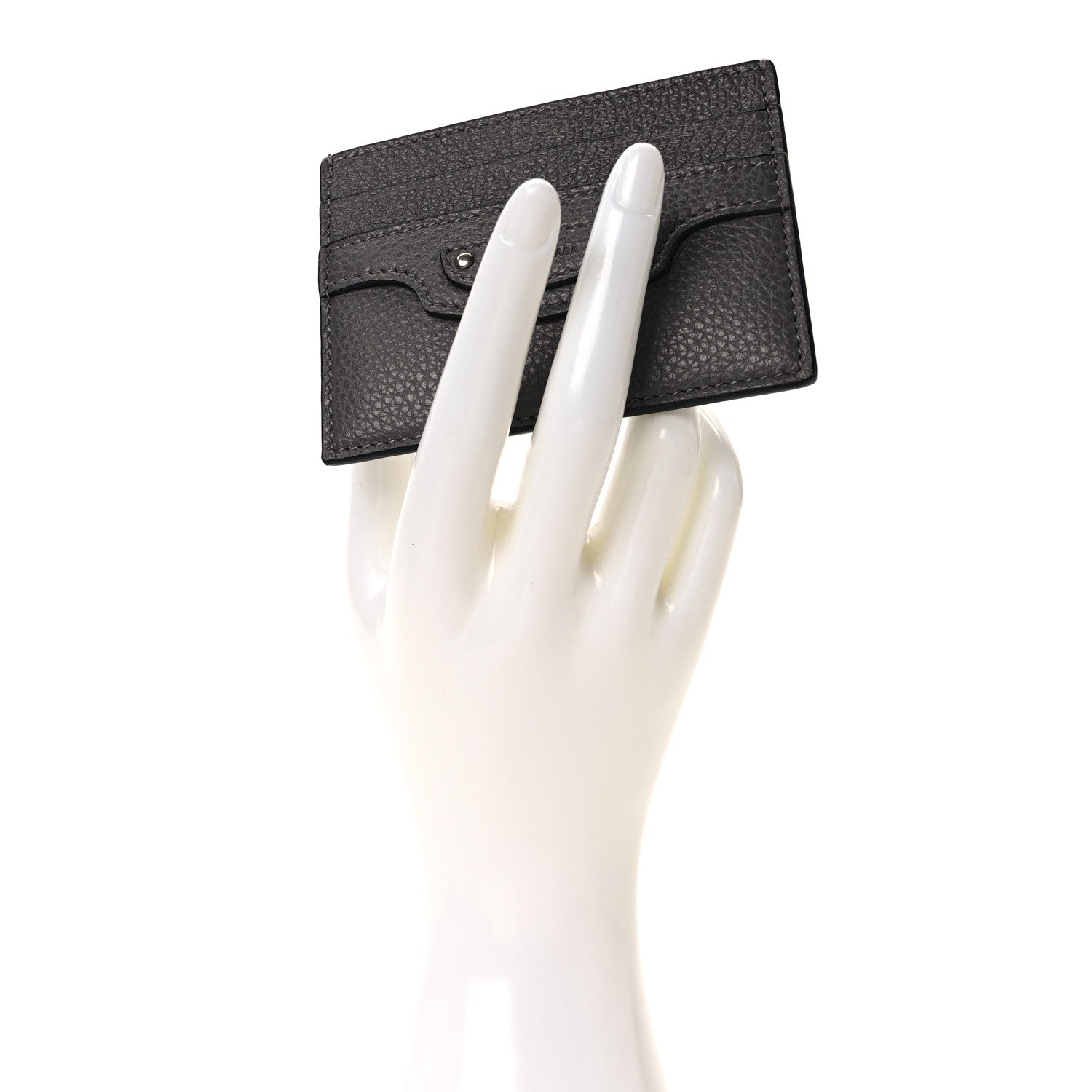 Balenciaga Grained Calfskin Neo Classic Silver Hardware Card Holder Dark Grey 2 of 7