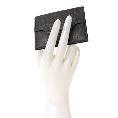 Balenciaga Grained Calfskin Neo Classic Silver Hardware Card Holder Dark Grey 2 of 7