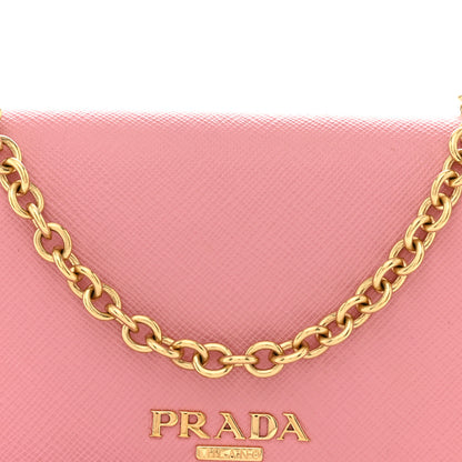 Prada Saffiano Metal Mini Flap Crossbody Wristlet Bag Petalo 7 of 10